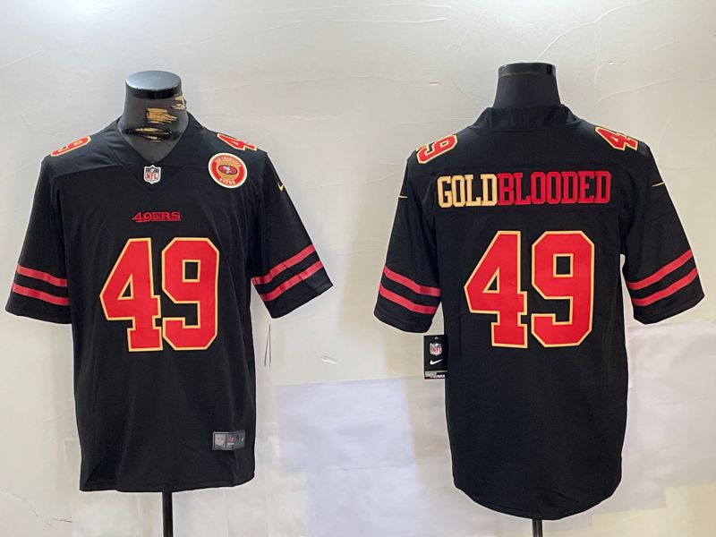 Men San Francisco 49ers #49 Goldblooded Black gold 2024 Nike Vapor Limited NFL Jersey style 3